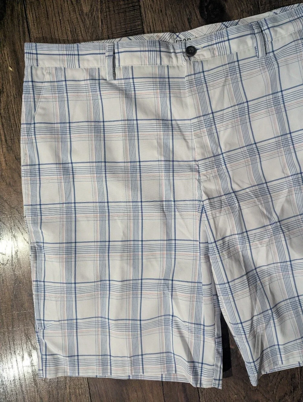 Men's IZOD Perform X Golf Blue & Red Striped Shorts Sz 40 ~ 6 Pockets 100% Poly